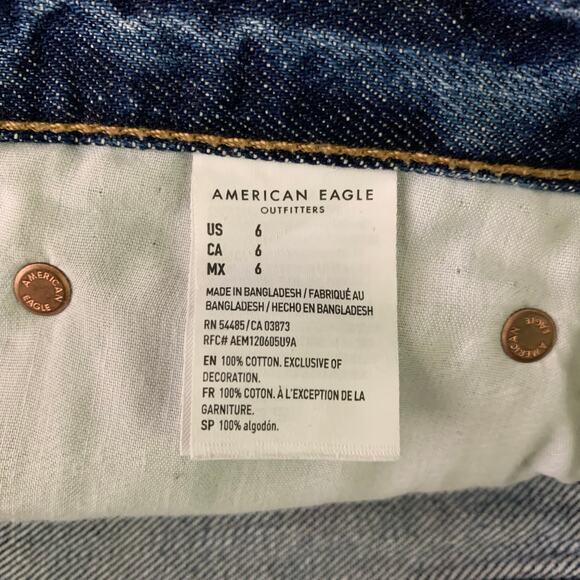 AMERICAN EAGLE Shorts 6 90's‎ Mom Zipper Fly Distressed High Rise Frayed Denim - Picture 12 of 15